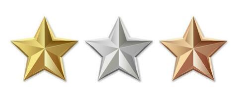 Golden silver and bronze star product rating review for apps and websites vector