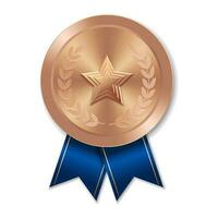 medalla de bronce con ilustración de estrella de formas geométricas vector