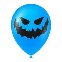 Halloween blue balloon illustration with scary and funny face vector