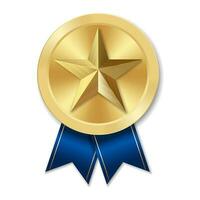 Golden award medal with star Illustration from geometric shapes vector