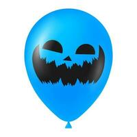 Halloween blue balloon illustration with scary and funny face vector