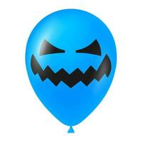 Halloween blue balloon illustration with scary and funny face vector