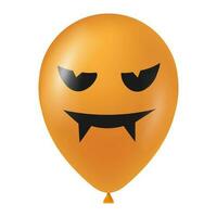 Halloween orange balloon illustration with scary and funny face vector