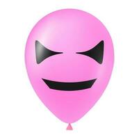 Halloween pink balloon illustration with scary and funny face vector