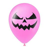 Halloween pink balloon illustration with scary and funny face vector