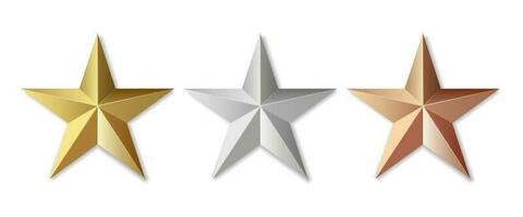 Golden silver and bronze star product rating review for apps and websites vector