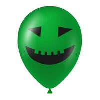 Halloween green balloon illustration with scary and funny face vector