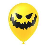 Halloween yellow balloon illustration with scary and funny face vector