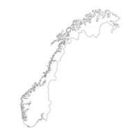 Mapa de Noruega muy detallado con bordes aislados en segundo plano. vector