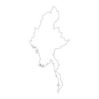 Mapa de myanmar muy detallado con bordes aislados en segundo plano. vector
