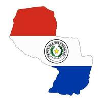 paraguay mapa silueta con bandera aislado en blanco antecedentes vector