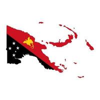 Papua New Guinea map silhouette with flag isolated on white background vector