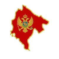 montenegro mapa silueta con bandera aislado en blanco antecedentes vector