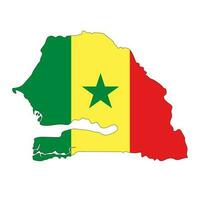 Senegal mapa silueta con bandera aislado en blanco antecedentes vector