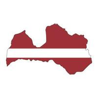 Latvia map silhouette with flag isolated on white background vector