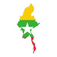 myanmar mapa silueta con bandera aislado en blanco antecedentes vector