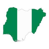 Nigeria mapa silueta con bandera aislado en blanco antecedentes vector