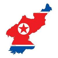 North Korea map silhouette with flag isolated on white background vector