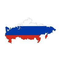 Russian Federation map silhouette with flag isolated on white background vector