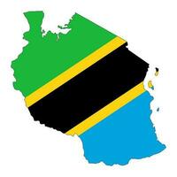 Tanzania mapa silueta con bandera aislado en blanco antecedentes vector