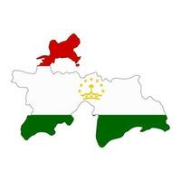 Tajikistan map silhouette with flag isolated on white background vector