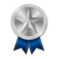 Silver award medal with star Illustration from geometric shapes vector