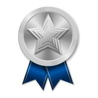 Silver award medal with star Illustration from geometric shapes vector