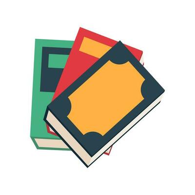 Books, stacks of books, notebooks illustration. Educational vector isolated. Book stacks. Flat-style textbooks, novel books, or diaries on shelves and trays. Bookstore, library, or college old books.