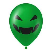 Halloween green balloon illustration with scary and funny face vector