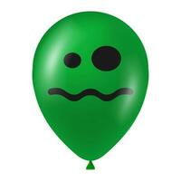 Halloween green balloon illustration with scary and funny face vector