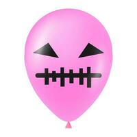 Halloween pink balloon illustration with scary and funny face vector