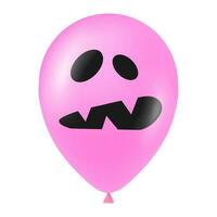 Halloween pink balloon illustration with scary and funny face vector