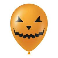 Halloween orange balloon illustration with scary and funny face vector