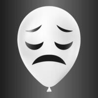 Halloween white balloon illustration with scary and funny face isolated on dark background vector