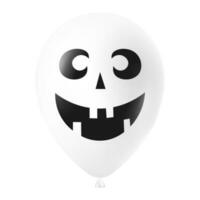 Halloween white balloon illustration with scary and funny face vector