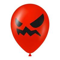 Víspera de Todos los Santos rojo globo ilustración con de miedo y gracioso cara vector