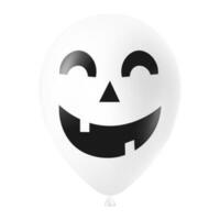 Halloween white balloon illustration with scary and funny face vector