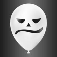 Halloween white balloon illustration with scary and funny face isolated on dark background vector