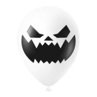 Halloween white balloon illustration with scary and funny face vector