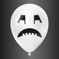 Halloween white balloon illustration with scary and funny face isolated on dark background vector