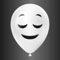 Halloween white balloon illustration with scary and funny face isolated on dark background vector