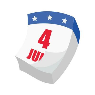4th of July element on isolated white background. Blue 4th of July, USA Independence Day element design with patriotic elements