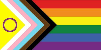 nueva bandera del orgullo del progreso la bandera del orgullo del progreso se está convirtiendo en intersexual vector