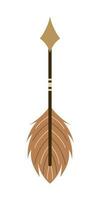 Ethnic Arrow Illustration. Boho Arrow In Flat Design Illustration.  Decorative design element in Boho style. Vector illustration isolated on white background.