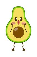 Avocado cartoon character mascot design of illustration. Cute avocado cartoon sticker. Avocado emoticon. vector