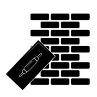 Brick wall and putty knife icon in trendy design style vector