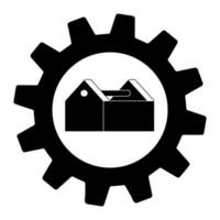 Empty Toolbox in gear icon illustration of work tool vector