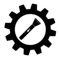 Flat design of Flashlight icon in gear simple work tool. vector
