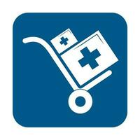 Handcart icon illustration with medical box. Flat design style vector