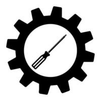 Illustration of crosshead screwdriver in gear. Icon for apps and websites on isolated on white vector